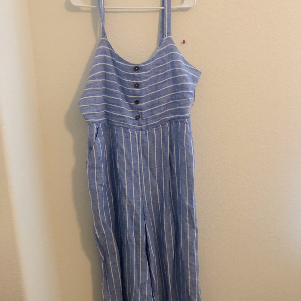 Blue striped jumpsuit